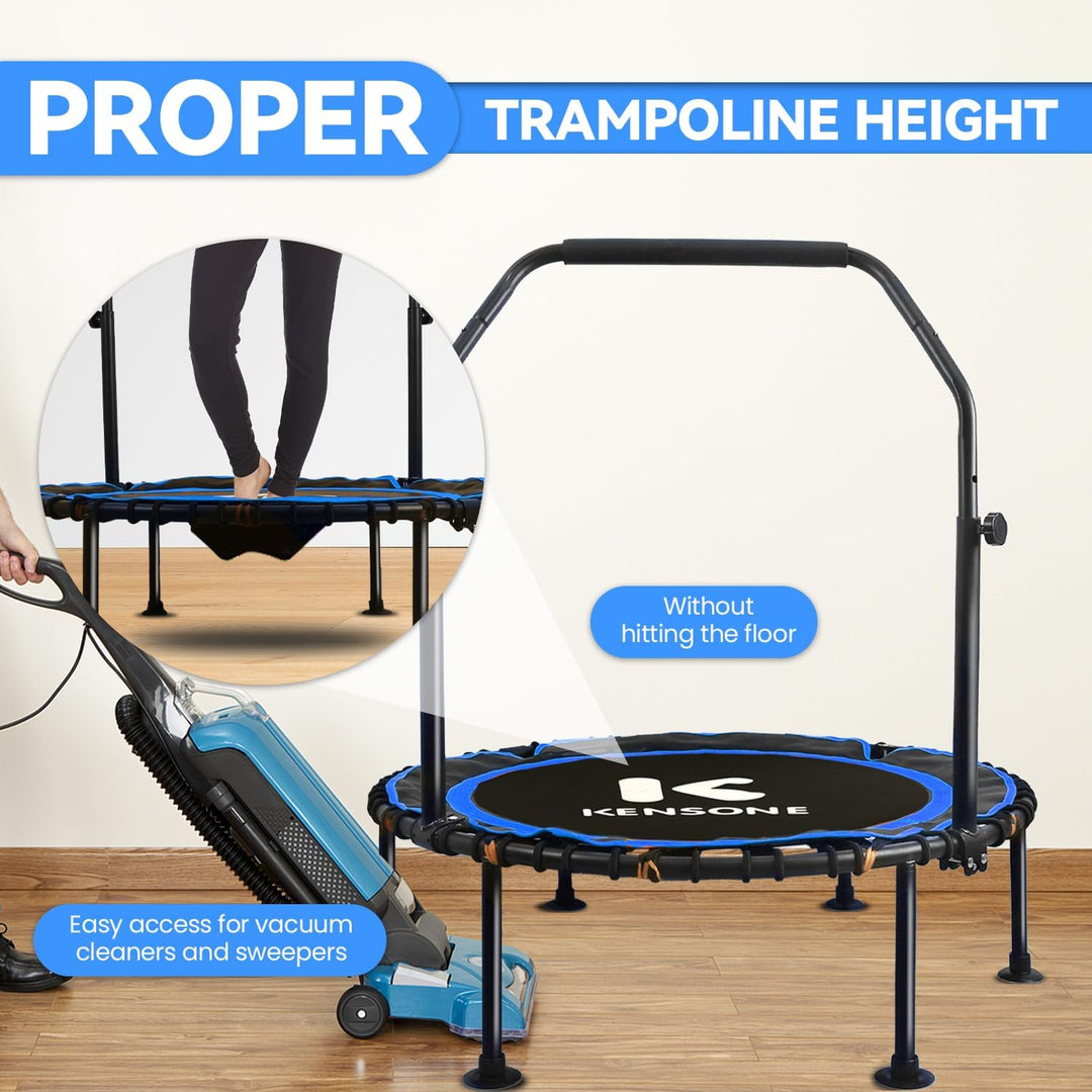 40/48 Zoll Faltbares Rebounder Trampolin für Erwachsene mit Bungee, 450/250 kg leises Indoor-Mini-Tr