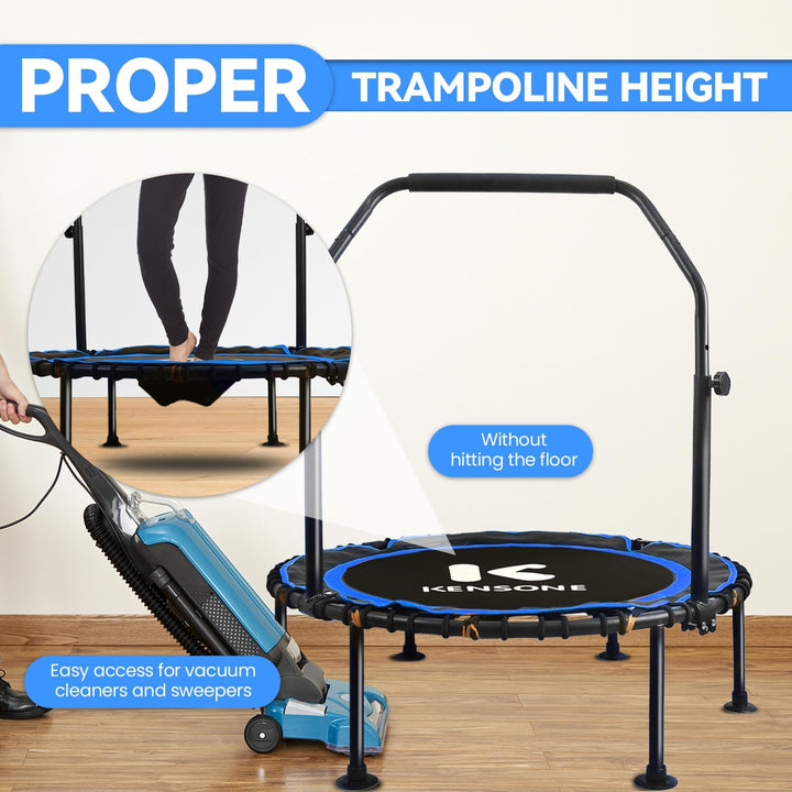 40/48 Zoll Faltbares Rebounder Trampolin für Erwachsene mit Bungee, 450/250 kg leises Indoor-Mini-Tr