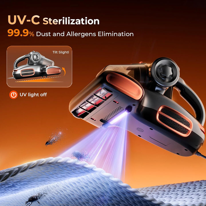 JIGOO T600 Milbensauger für matratzen mit UV-Licht & Vibration, 700W 15kpa Antimilben-Staubsauger en