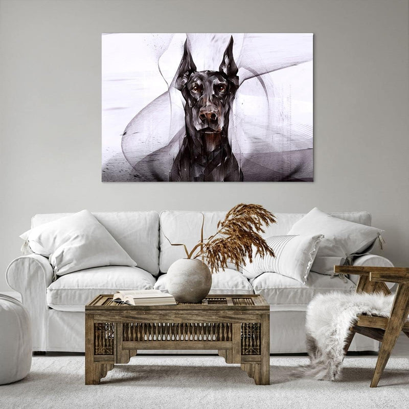 Bilder auf Leinwand 100x70cm Leinwandbild mit Rahmen Hund Abstraktion Gross Wanddeko Bild Schlafzimm