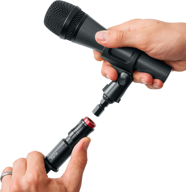 Gator Frameworks Mikrofon-Clip mit Schnellentriegelungsständer (GFW-MIC-QRTOP), Schwarz Schnellspann