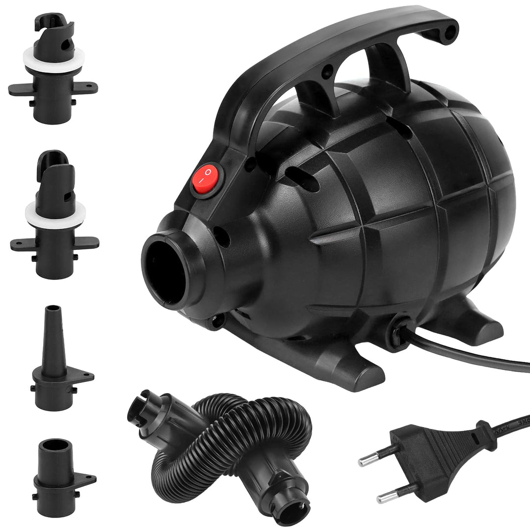 QWORK® Elektrische Luftpumpe 600W, Leise & Tragbare Pumpe mit 5 Düsen, Ideal für Air Track Matten, S