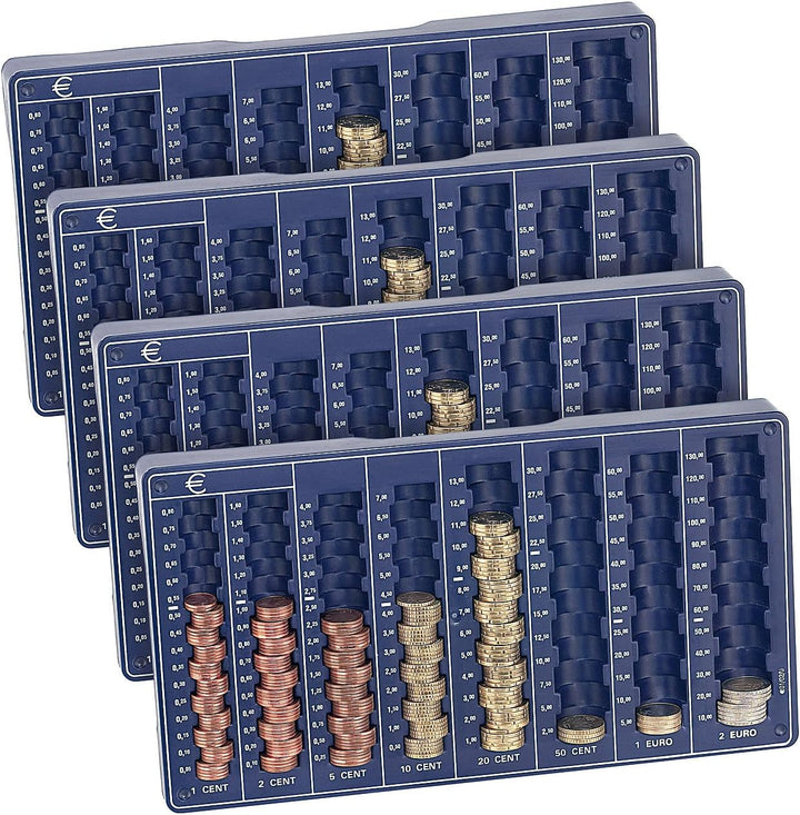 PEARL Münzsortierer Spardose: 8er-Set Euro-Münzbretter für alle Euro- und Cent-Münzen (Münzsortierer