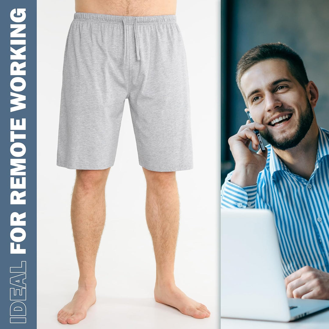 CityComfort Pyjama Shorts Herren, Kurze Schlafanzughose Herren mit Seitentaschen &amp; Elastischem Bund