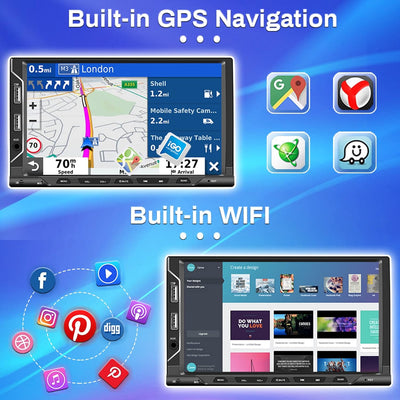 Hikity Autoradio DAB+ Doppel Din Android 11 mit Navi 7 Zoll Touch Bildschirm Apple Carplay Android A
