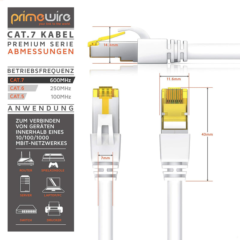 CSL - 10 x 0,25m CAT 7 Netzwerkkabel Gigabit Ethernet LAN Kabel - 10000 Mbit s - Patchkabel - Cat.7