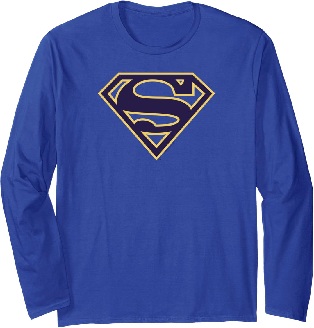 Superman Navy & Gold Classic Shield Langarmshirt