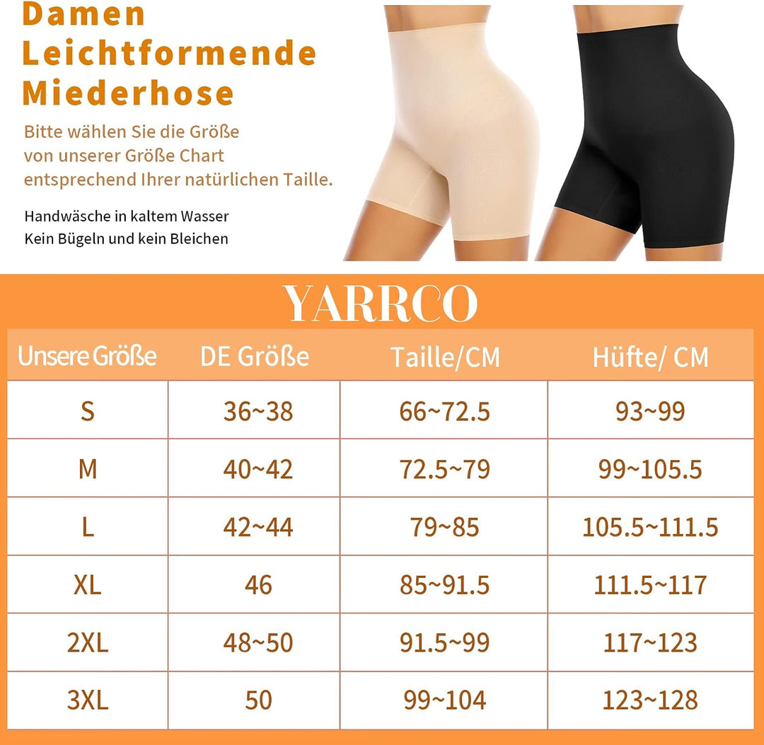 YARRCO Bauchweg Unterhose Damen Shapewear Miederhose Hohe Taille Body Shaper Unterwäsche Nahtlose Mi