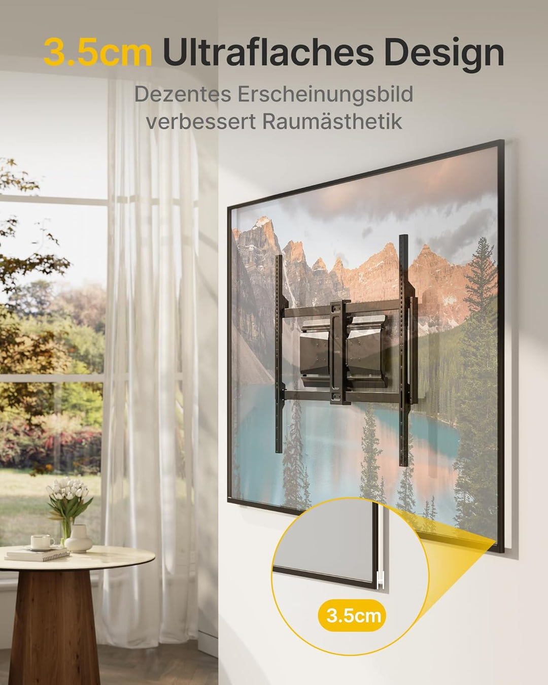 monTEK Hochbelastbare Ultra Slim TV Wandhalterung für 50-100 Zoll Fernseher bis zu 85kg, Schwenk &amp; N