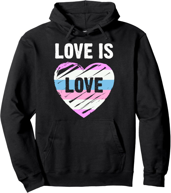 Bigender Flagge Herz, Love is Love Pullover Hoodie