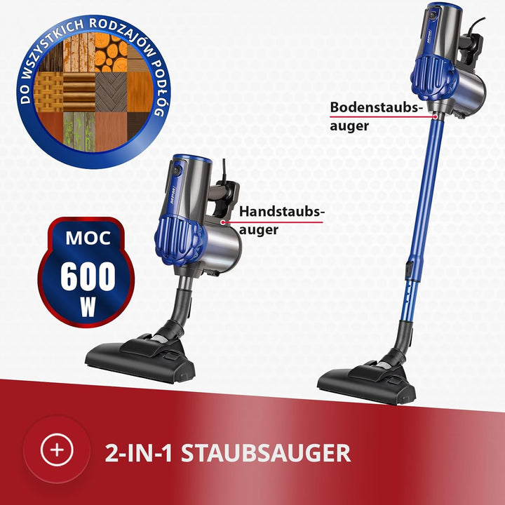 MPM - MOD-34-2in1 Stiel-Staubsauger - mit 7 m langem Kabel - Vertikal und Hand - mit Abnehmbarem Sta