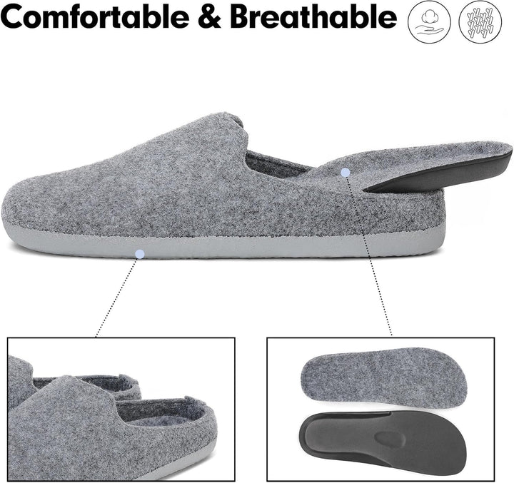 Mishansha Filz Hausschuhe Winter Bequem Filzpantoffeln für Damen Herren Gr.36-48 46 EU Anthrazitgrau
