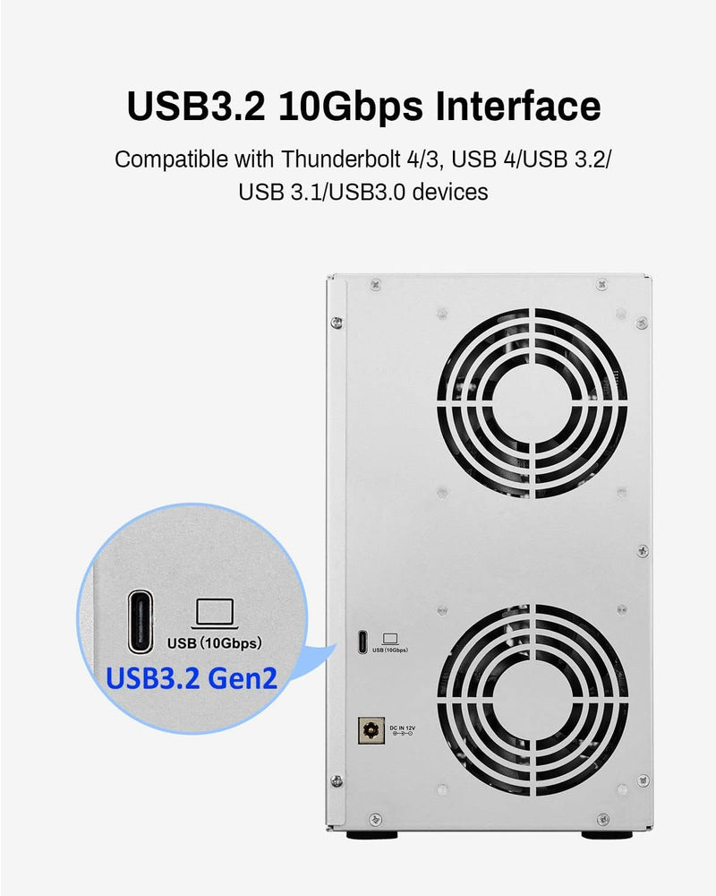 TerraMaster D6-320 USB 3.2(Gen2) 10Gbps-Speicher Externes Festplattengehäuse Hot-Swap-fähig (Ohne Fe