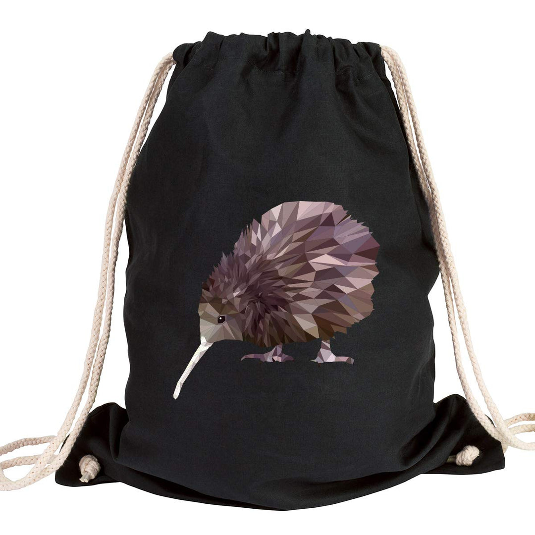 JUNIWORDS Turnbeutel - Wähle ein Motiv &amp; Farbe - "Kiwi" Farbe: Schwarz Kiwi Schwarz, Kiwi Schwarz