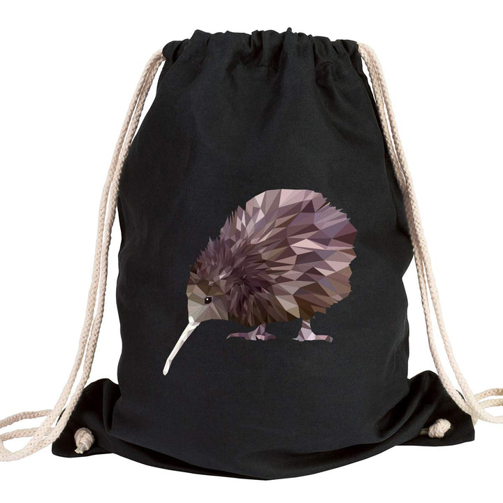 JUNIWORDS Turnbeutel - Wähle ein Motiv &amp; Farbe - "Kiwi" Farbe: Schwarz Kiwi Schwarz, Kiwi Schwarz