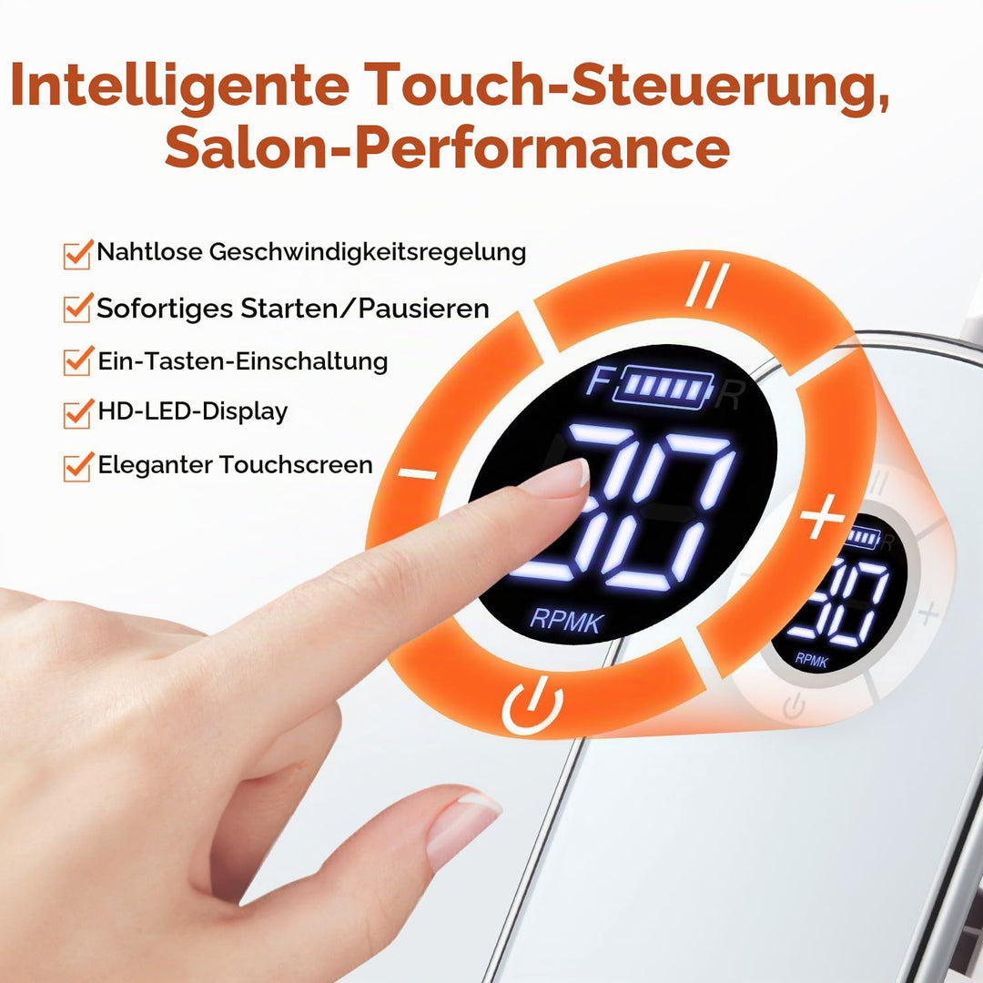 Modelones Nagelfräser Professionell, Tragbare Fräser für Gelnägel 35000 RPM mit LCD Display, Nail Dr
