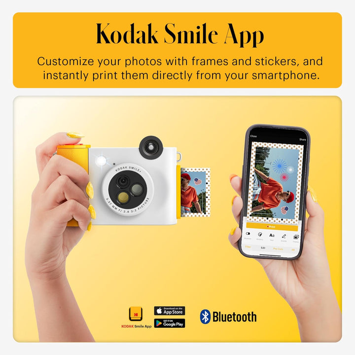 Kodak Smile+ 2-in-1 Digitale Sofortbildkamera & Bluetooth Fotodrucker Starterpaket + Tragetasche + Z