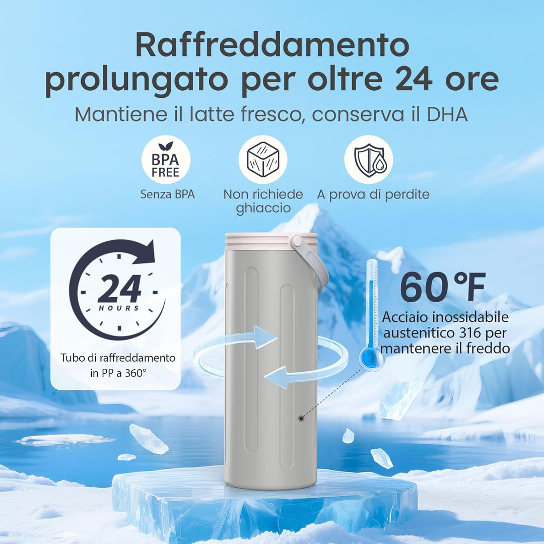 Muttermilch Aufbewahrung für Arbeit und Reisen,360°-Kühlung hält Milch 24 Stunden lang gekühlt, mit