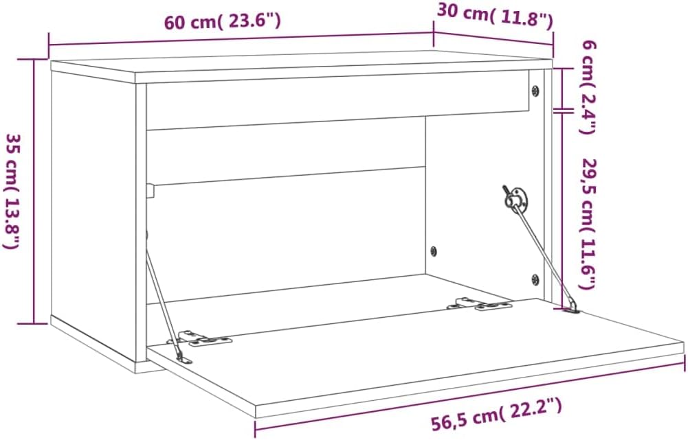 WIFESE 60x30x35 cm Wandschrank TV Schrank Hängeschrank Nachttische TV Board Hängende Nachtkommode fü