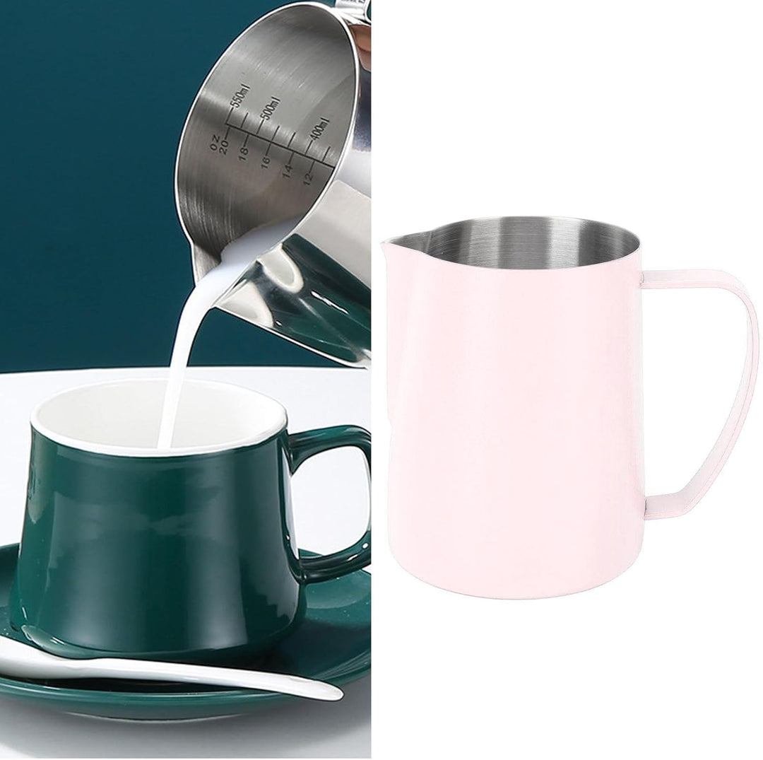 Milchkännchen Edelstahl 480ml, Milchaufschäumkrug Espresso Dampfkrug, Milchaufschäumbecher Milch Pit