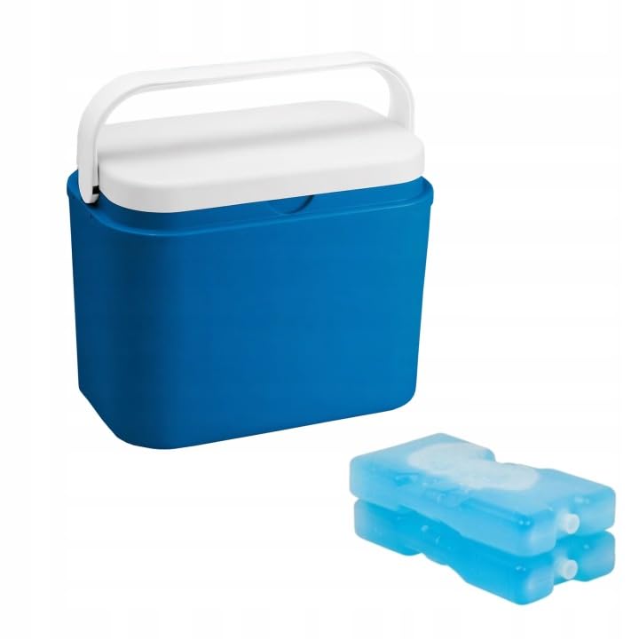 POTZ Kühlbox, blau, tragbar, mit abnehmbarem Deckel und Griff, leicht und langlebig, mit 2 Kühlkartu