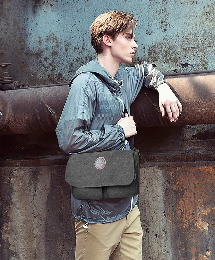 FANDARE Unisex Umhängetasche Leinwand Schultertasche 7.9 inch iPad Tasche Vintage Canvas Messenger T
