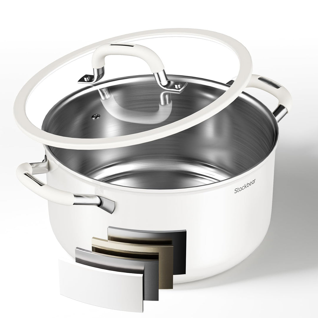 Suppentopf 5,7 l (6 Quart), dreilagiger Suppentopf aus 18/10 Edelstahl mit Deckel, induktionsfertige