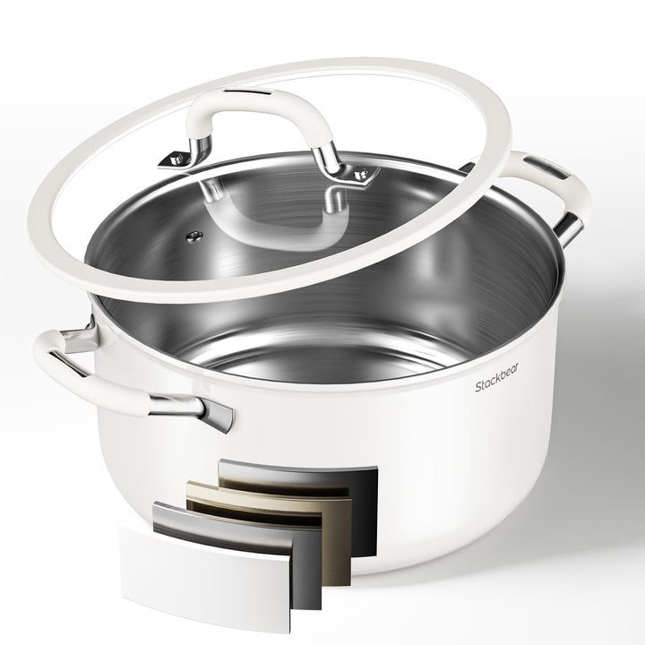 Suppentopf 5,7 l (6 Quart), dreilagiger Suppentopf aus 18/10 Edelstahl mit Deckel, induktionsfertige
