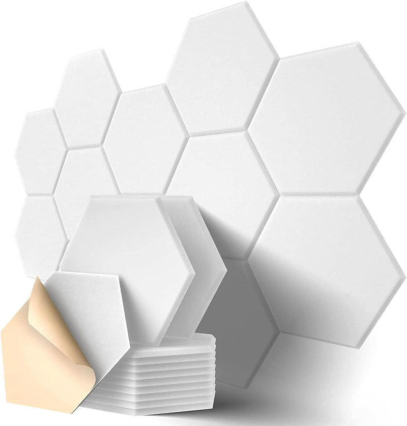 Hexagon Akustikplatten Selbstklebend, 12 Stück Hohe Dichte Schallabsorber Wand für Decken-/Tür-/Wand