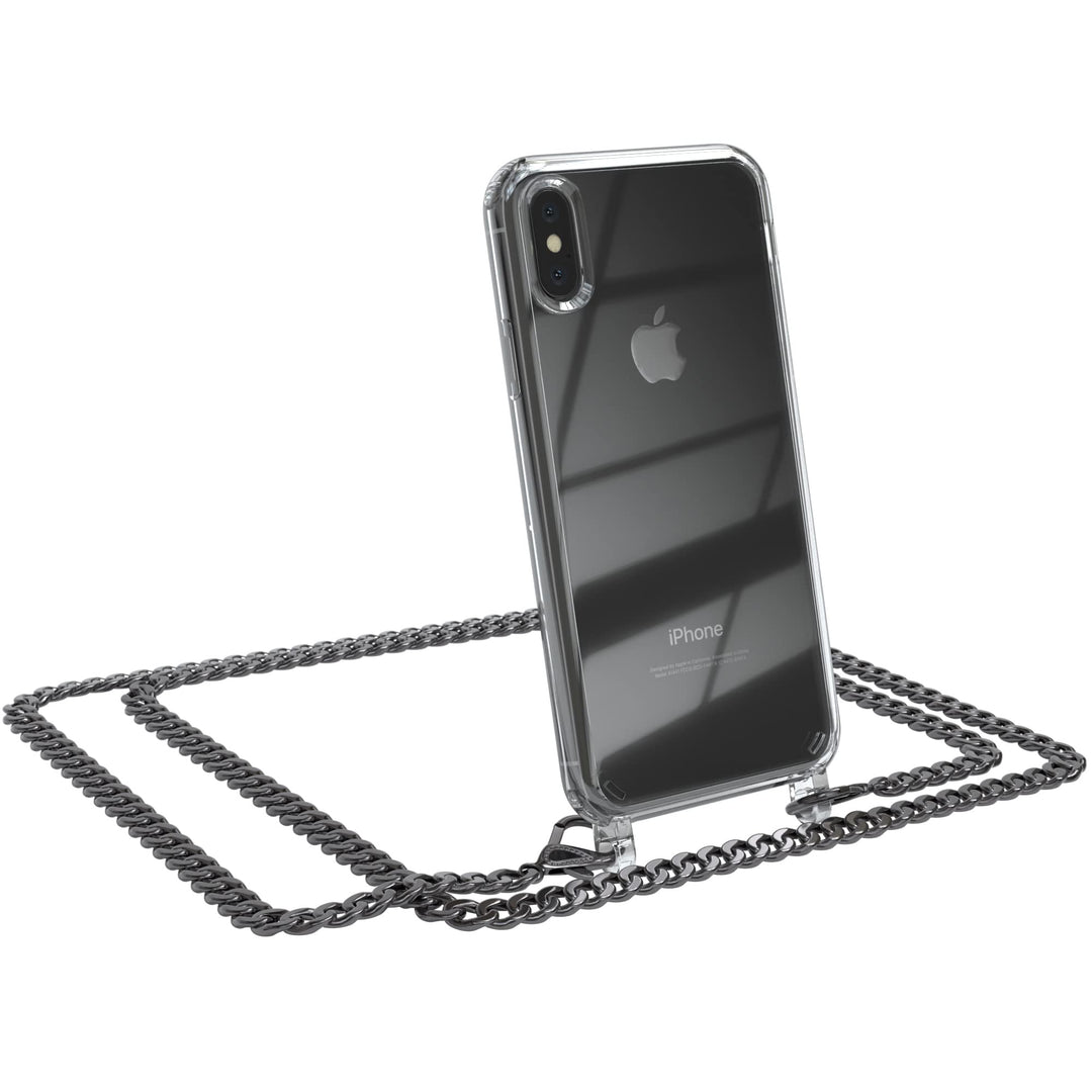 EAZY CASE Handykette kompatibel mit iPhone XS Max Handyhülle mit Metall Umhängeband und Ersatz Korde