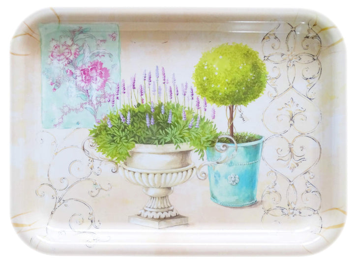 Lashuma Kleines Küchentablett 31x23 cm, Italienisches Serviertablett Design: Garten, Melamin Gläsert