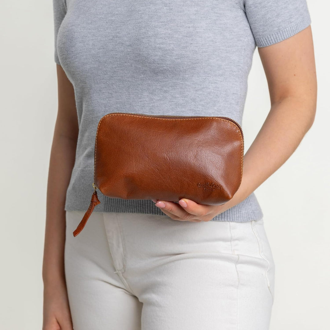 Gusti Waschtasche Leder - Eli Damen und Herren Kulturtasche Kulturbeutel Kosmetiktasche Ledertasche