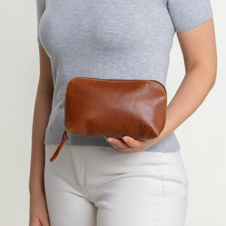 Gusti Waschtasche Leder - Eli Damen und Herren Kulturtasche Kulturbeutel Kosmetiktasche Ledertasche