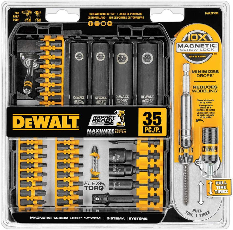 DEWALT Schraubendreher-Bit-Set, Schlagfertig, FlexTorq, 35-teilig (DWA2T35IR), schwarz/silber FlexTo