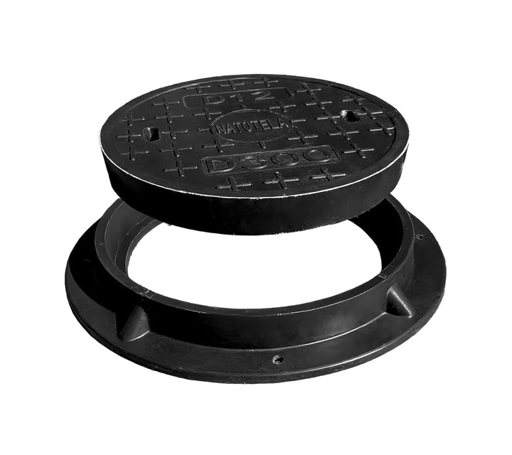 GFK-Schachtabdeckung mit Rahmen Rund Ø 400 mm NW270 DN270 Schachtdeckel Kanaldeckel Revisionsschacht