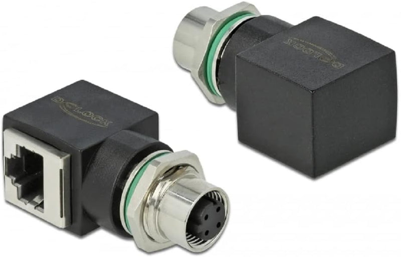 Delock Netzwerkadapter M12 4 Pin D-kodiert Buchse zu RJ45 Buchse