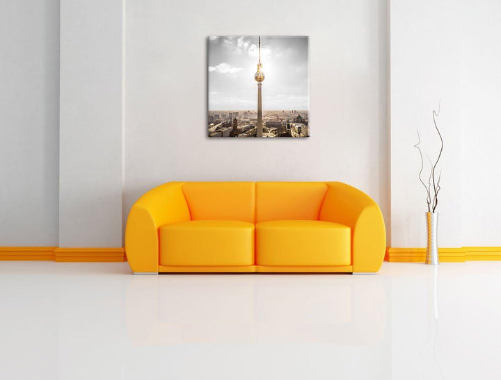 Pixxprint Berliner Fernsehturm als Leinwandbild/Grösse: 70x70 cm/Wandbild/Kunstdruck/fertig bespannt