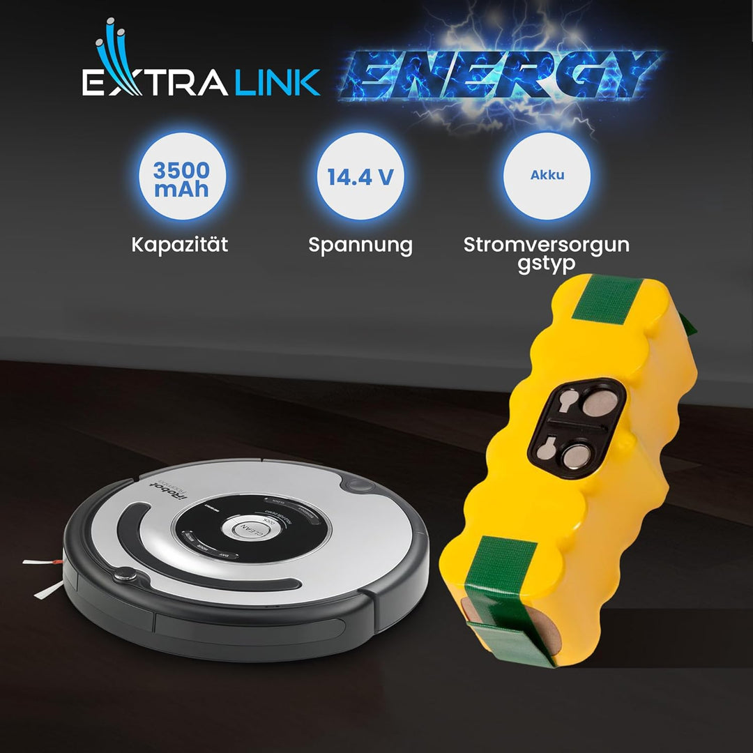 Extralink Ersatzakku kompatibel mit iRobot Roomba 700 - Batterie 14,4V 3000mAh für Akku Staubsauger