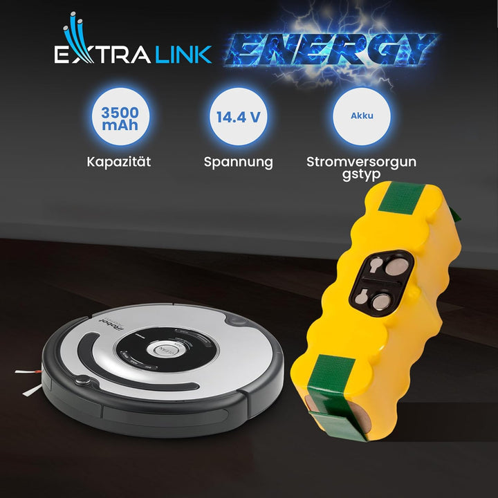 Extralink Ersatzakku kompatibel mit iRobot Roomba 700 - Batterie 14,4V 3000mAh für Akku Staubsauger