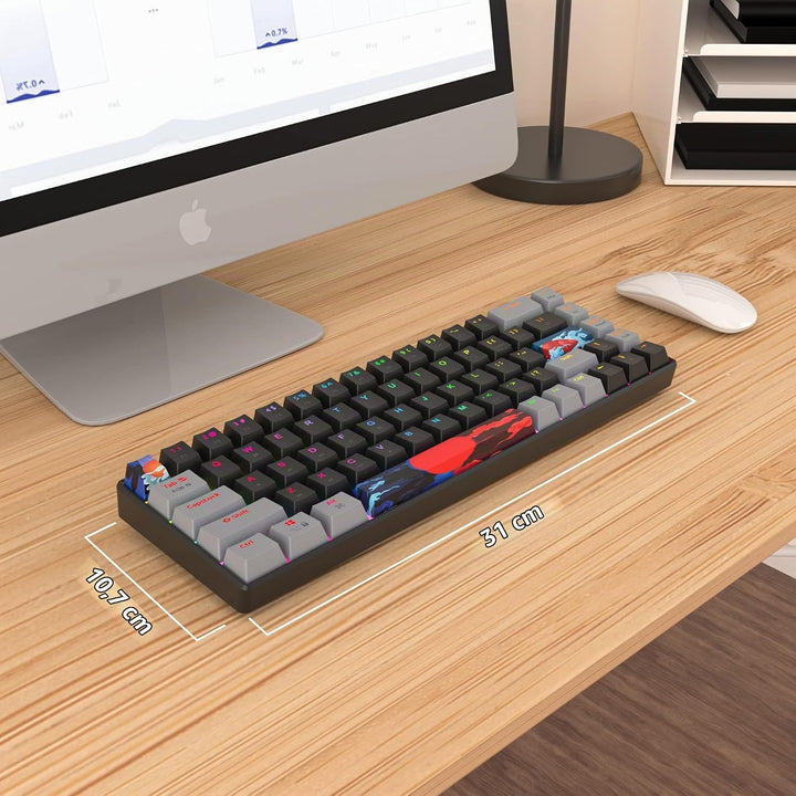 SOLIDEE Tragbare 65% mechanische Gaming-Tastatur,68 Tasten kompakte RGB LED-Hintergrundbeleuchtung,k