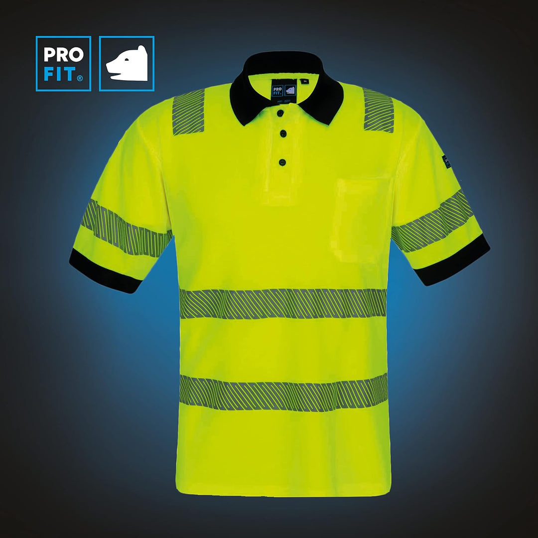 PRO FIT Warnschutz Poloshirt - EN ISO 20471 - UV-Schutz 40+ - Atmungsaktiv - Nachhaltiger Lyocellmix