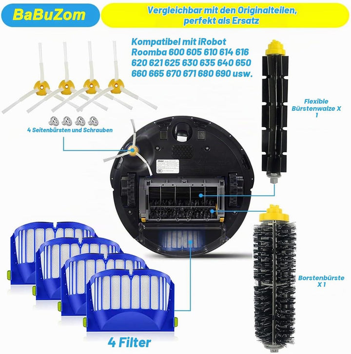 Ersatzteile für iRobot Roomba 600 Serie, Zubehör für Roomba 600 610 614 620 625 630 635 640 645 650