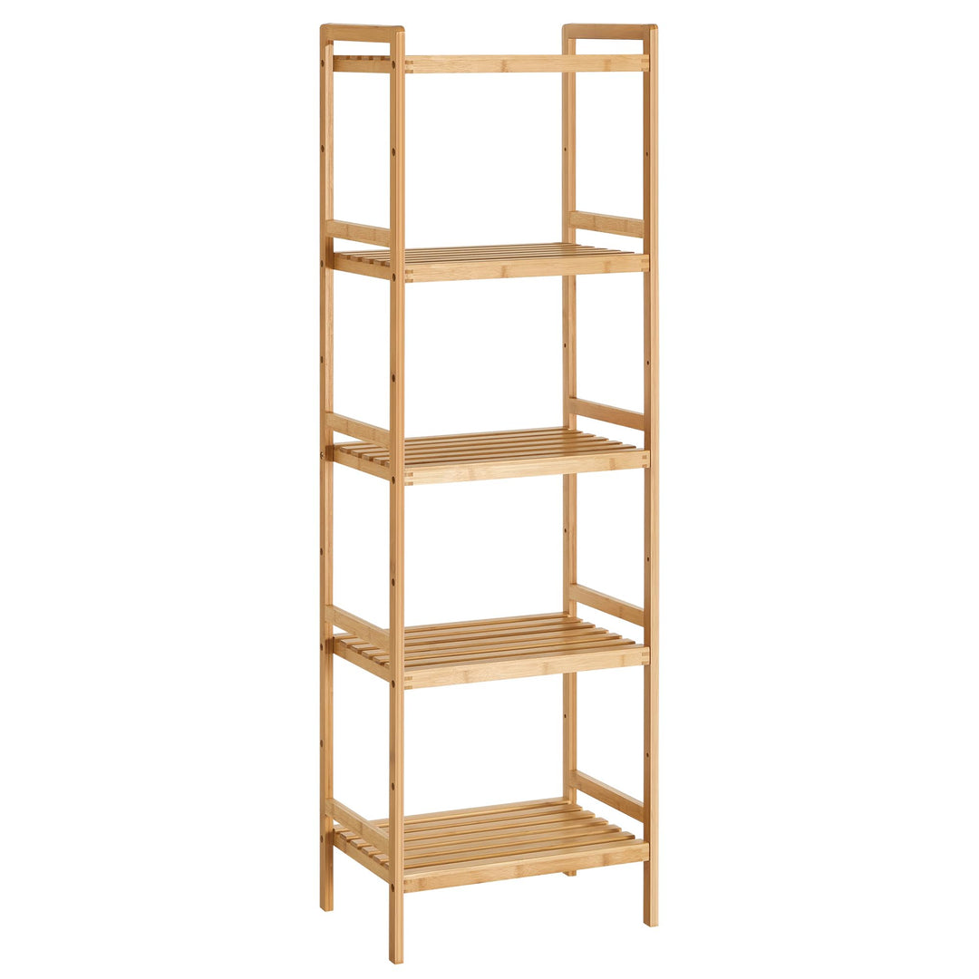 SONGMICS Bambus Regal, Küchenregal, Badregal, Bücherregal, Standregal mit 5 Ablagen, 31,5 x 45 x 142