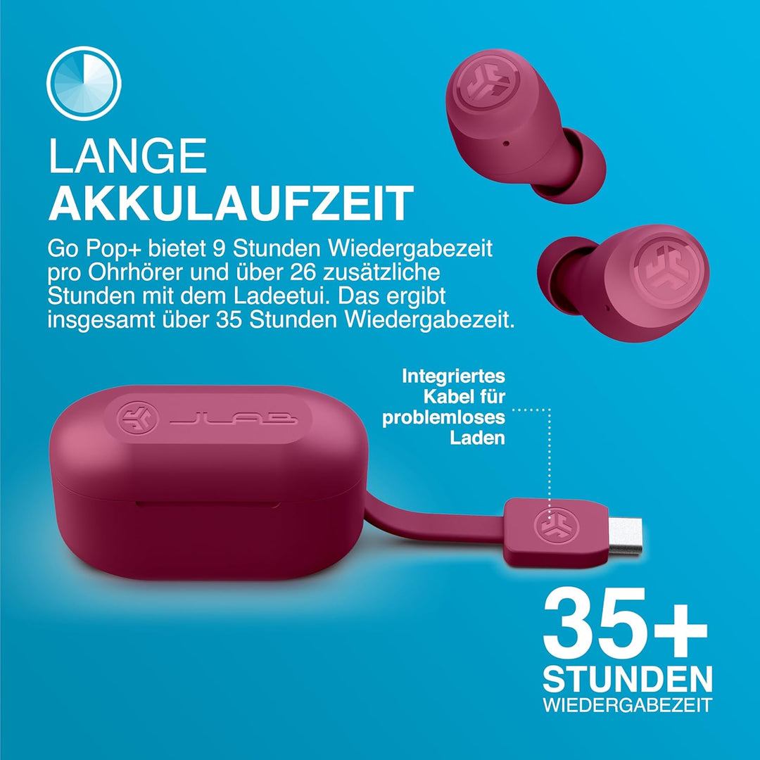 JLab Go Air Pop+ In Ear Kopfhörer kabellos Bluetooth, True Wireless Kopfhörer, 35+ Std. Headphones,