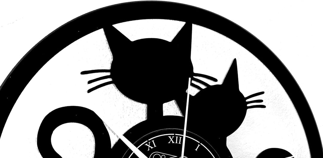 Instant Karma Clocks Vinyl Wanduhr Katzenmotiv und Tiermotiven Haustiere, Katzen, Geschenkidee Handg