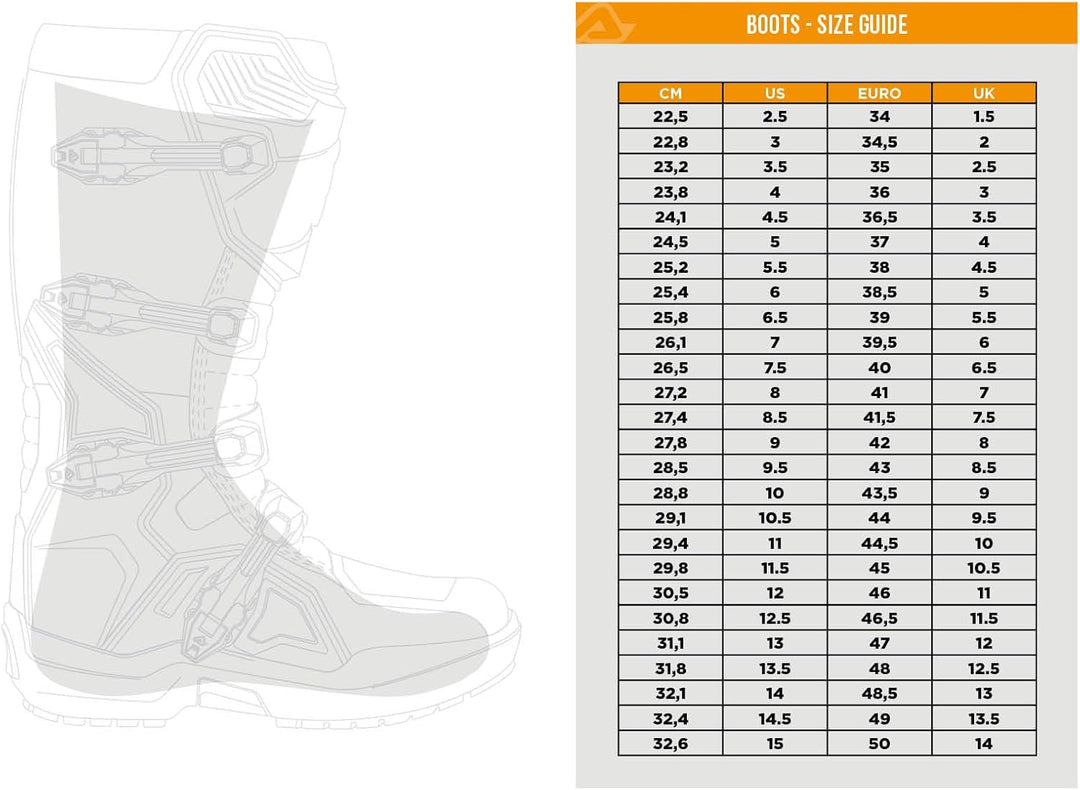 Acerbis Mens Stivale X-Team Blu/Bianco T.46 Motorcycle Boot 43 EU Orange Schwarz, 43 EU Orange Schwa