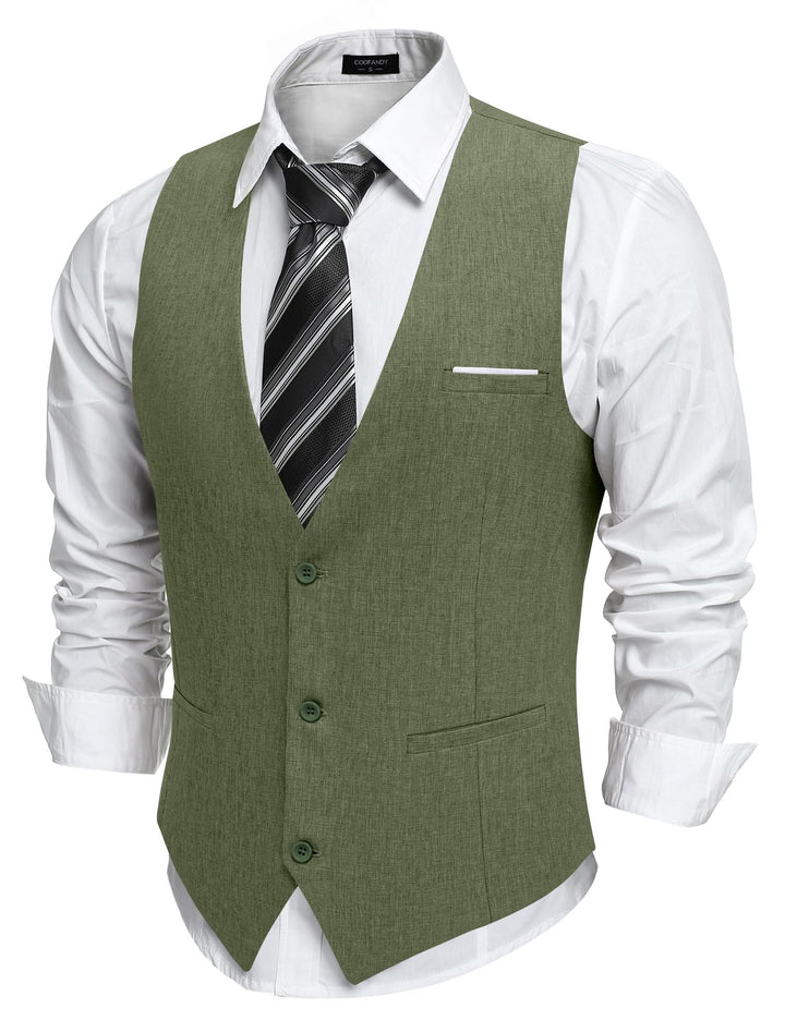 COOFANDY Weste Herren Anzug mit Taschen Anzugweste Gilet Casual Hochzeitsweste V-Ausschnitt Business