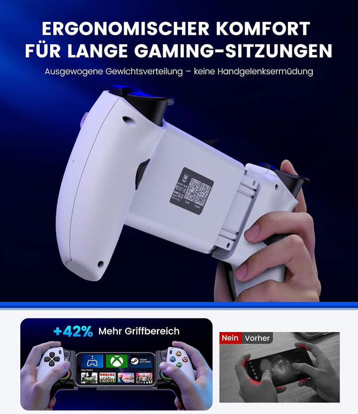 Bluetooth Handy Controller für PS Remote Play, Smartphone Controller für iPhone/Android mit Hall-Eff