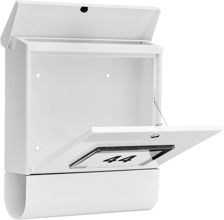 Burg Wächter Briefkasten mit Zeitungsfach und beleuchteter Hausnummer, Verzinkter Stahl, Einwurf-For