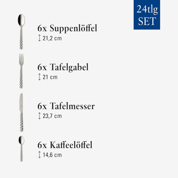 Villeroy und Boch Boston Tafelbesteck für bis zu 6 Personen, 24-teilig, Edelstahl Tafelbesteck | 24-